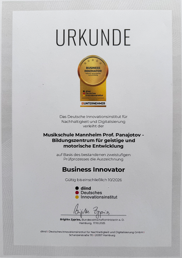 Business Innovator Urkunde
